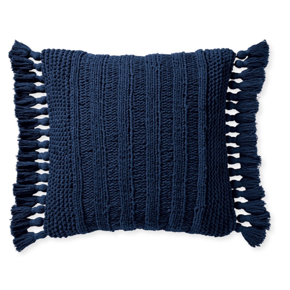 Serena & Lily Sequoia Pillow Cover 24” Sq NWT Navy Blue Retail $168 Woven